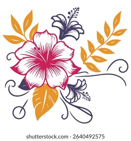 elegant floral composition for home and apparel use.botanical drawing with petal details.modern artwork for textile and branding

