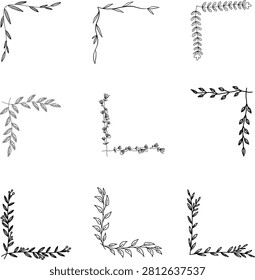 Elegant Floral Corner Border Frames Vector Set