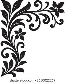 Elegant Floral Corner Design with Animal Illustration Elements for Creative Projects