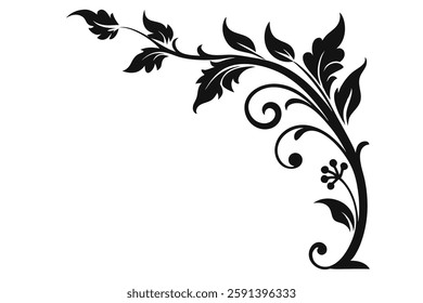 Elegant floral corner ornament silhouettes, perfect for vectors, illustrations, and digital designs.