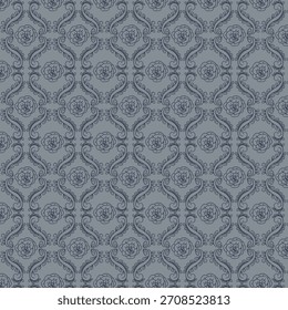 Elegante fondo de patrón de damasco floral en esquema de color gris sutil