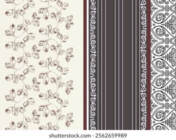 Elegant Floral and Damask Patterned Fabric Design