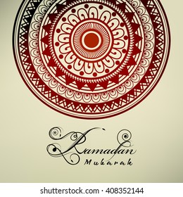 Elegant floral decorated and Islamic Pattern based wallpaper design with stylish text for Islamic Festival Ramadan Kareem.

