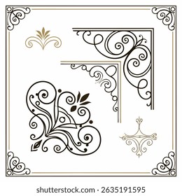 Elegant Floral Decoration Corner Design Template for Invitation Card