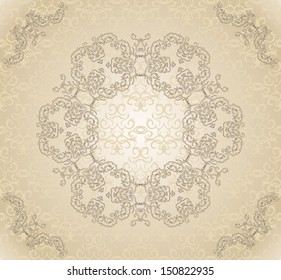 Elegant floral decoration on vintage seamless background in pastel colors. Retro design  