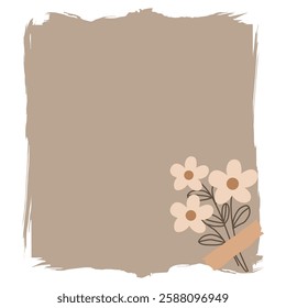 Elegant floral decorative background template, charming beige background featuring delicate flowers, perfect for invitations and greeting cards.