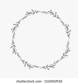 Elegant Floral Decorative Circle Frame Border - For Invitations, Logos, Graphic Design. Wedding, Celebration.