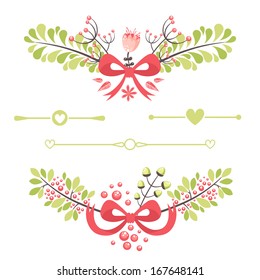 Elegant floral decorative elements for wedding invitation and birthday celebration cards