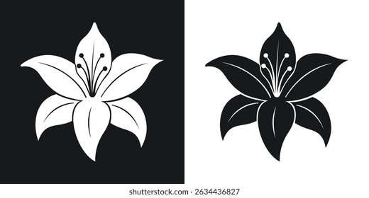 Elegant floral design in monochrome demonstrating delicate lily flower silhouette
