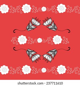Elegant floral design on red background