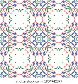 Elegant floral digital design with curly colorfull strokes and lace pattern in a white background.
