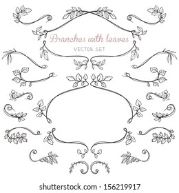 Elegant floral elements with branches and leaves.