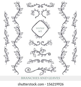 Elegant floral elements with branches and leaves.