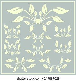 Elegant floral elements collection with branches and leaves.
