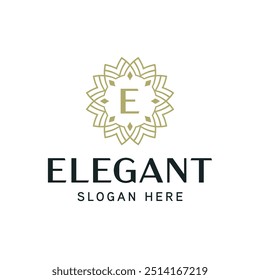 Elegante Floral Emblema Modelo de logotipo para marcas de luxo