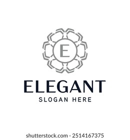 Elegante Floral Emblema Modelo de logotipo para marcas de luxo