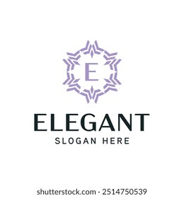 Elegante Floral Emblema Modelo de logotipo para marcas de luxo