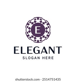 Elegante Floral Emblema Modelo de logotipo para marcas de luxo