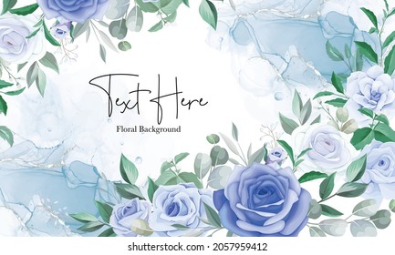 elegant floral frame background with blue flower ornament