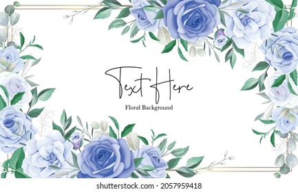 elegant floral frame background with blue flower ornament