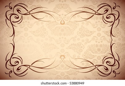 Marco floral elegante | Borde - Textura del vector de Damasco sin foco