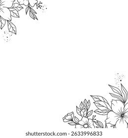 Elegant Floral Frame Corner Design Illustration