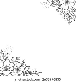 Elegant Floral Frame Corner Design Illustration