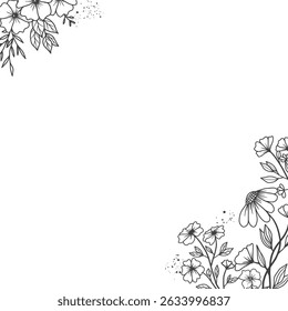 Elegant Floral Frame Corner Design Illustration