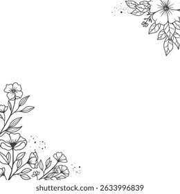 Elegant Floral Frame Corner Design Illustration
