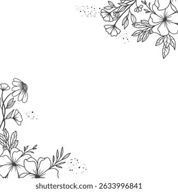 Elegant Floral Frame Corner Design Illustration