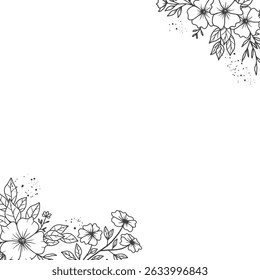 Elegant Floral Frame Corner Design Illustration