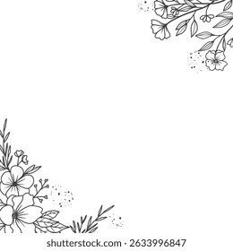 Elegant Floral Frame Corner Design Illustration
