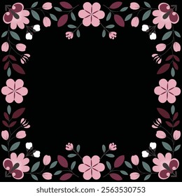 Elegant Floral Frame Design with Pink Blossoms