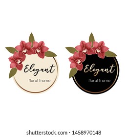 elegant floral frame design white and black background