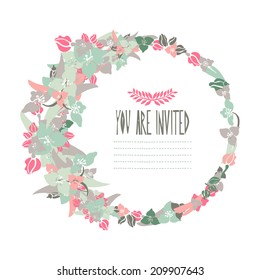 Elegant floral frame with lily flowers, design element. Can be used for wedding, baby shower, mothers day, valentines day, birthday cards, invitations. Vintage decorative flowers.