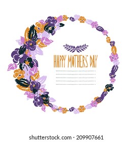 Elegant floral frame with pansy flowers, design element. Can be used for wedding, baby shower, mothers day, valentines day, birthday cards, invitations. Vintage decorative flowers.