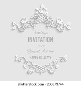 Elegant Floral Frame With Place For Text. Festive Backdrop For Greetings, Invitations Or Any Text