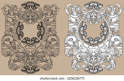 Elegant Floral Frame Vector Black White Stock Vector (Royalty Free ...