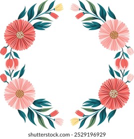 Vector floral elegante del marco con el fondo blanco