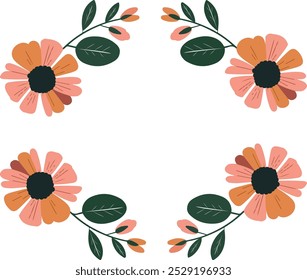 Elegant floral frame vector with white background