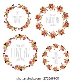 Elegant floral frames, design elements. Can be used for wedding, baby shower, mothers day, valentines day, birthday cards, invitations. Vintage decorative flowers.