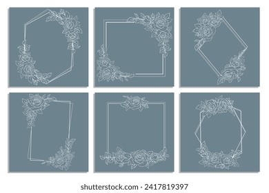 elegante Blumenrahmen auf blauem Hintergrund