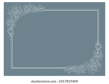 elegante Blumenrahmen auf blauem Hintergrund
