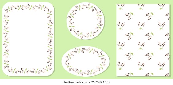 Elegant floral frames, and seamless pattern. For wedding invitation, birthday and Mothers Day cards, flyer, poster, cover, wallpaper,  banner, brochure, post in social networks