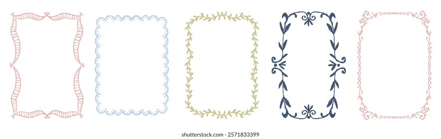 Elegant Floral Frames Vector Set, Decorative Borders and Frames for Invitations and Design