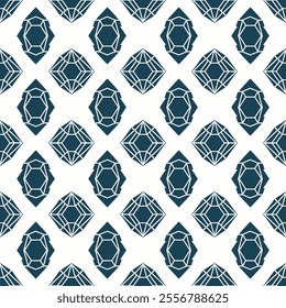 Elegant Floral and Geometric Inspired Seamless Pattern Design, Ideal for Textile, Ceramic Tile, and Wallpaper with Classic Navy Blue and White Colors