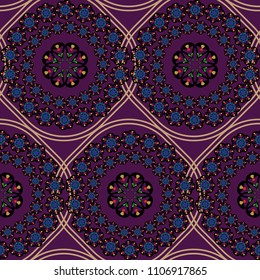 Elegant floral geometric pattern. Seamless texture with fantasy floral motives. Use: textile, wrapping paper, wallpaper, ceramic tiles, decoupage, scrapbook, decorative element