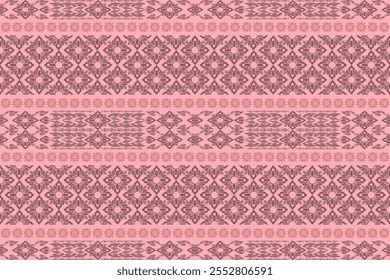 Elegant Floral and Geometric Pattern in Soft Pink and Brown - Minimalist Decorative Design