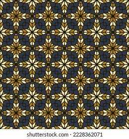 Elegante geometría floral patrón vectorial sin fisuras. Ornamento de muestra geométrica de mosaico orgánico. Diseño abstracto de baldosas que repiten flores. Adornamento de fondo plano de algodón texturado.
