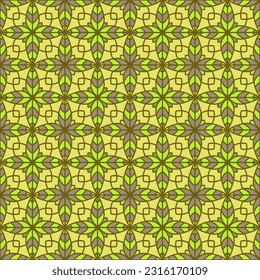 Elegante geometría floral patrón vectorial sin fisuras. Ornamento de muestra geométrica inusual de mosaico. Resumen de la impresión de la tela de azulejos que se repite en las flores. Patrón repetitivo de la simetría de la ropa vieja.